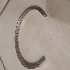 Silvertone Cuff Bracelet Engraved Best Fucking Bitches